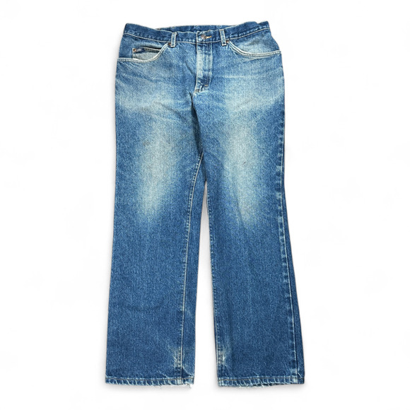 Vintage Lee Jeans Mens 34x29 Blue Dark Wash Relaxed Fit Straight Denim Fade 90s - Picture 1 of 10